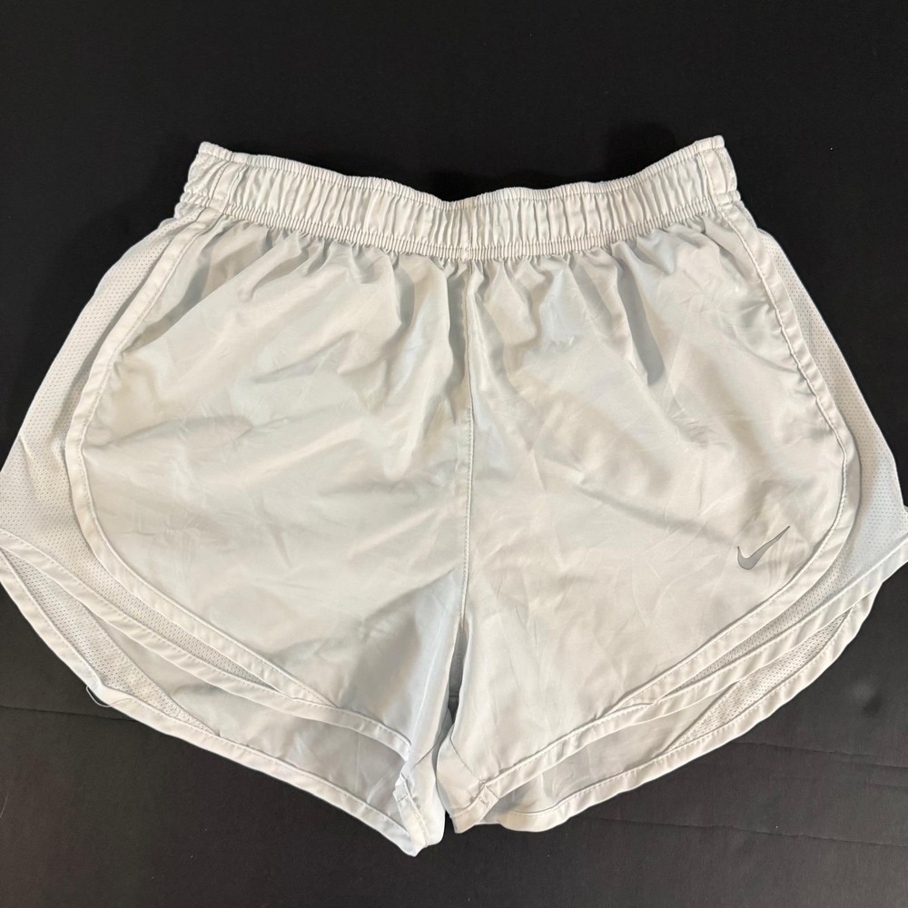 Nike Dri-FIT Women White Running Shorts Size Small Mesh Panels Athletic Workout